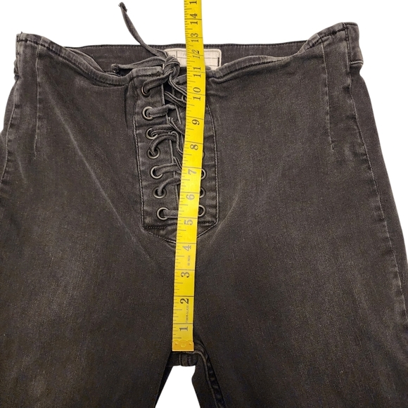 Free People High Rise Dark Jeans with Lace-Up Front - Picture 4 of 7
